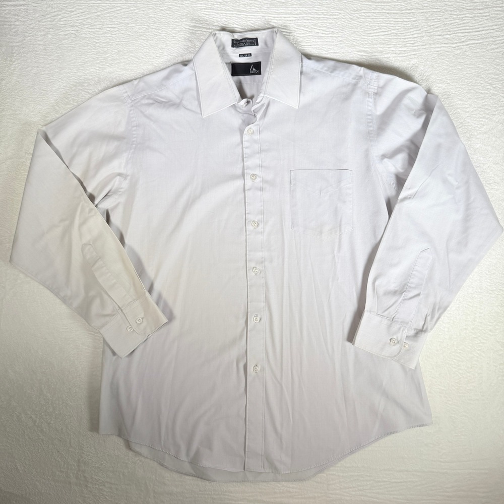 Ketch Men's Dress Shirt Solid Grey Long Sleeve Button Down Size 16.5‎ 34-35